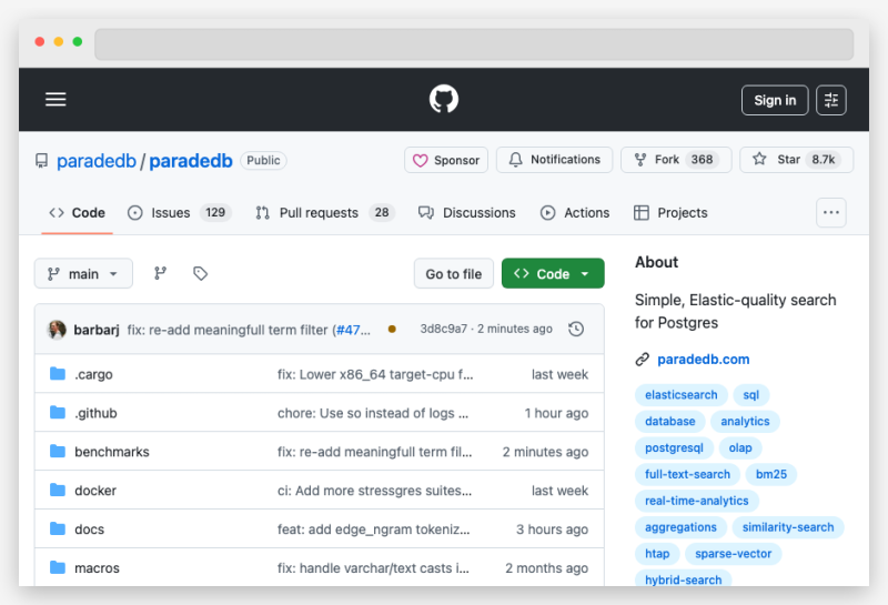 ParadeDB:直接跑在PostgreSQL里的Elasticsearch替代品,Rust实现高性能全文搜索-壹联网络